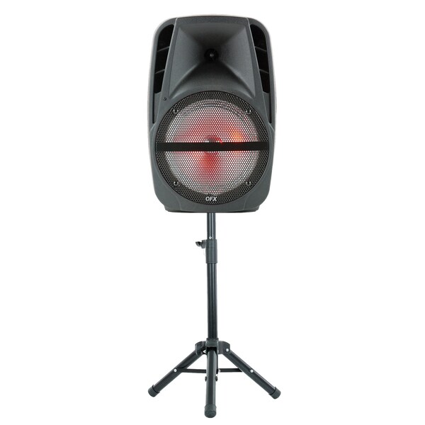 Qfx Portable Party Speaker (15") with Wireless Microphone and Stand PBX-61161